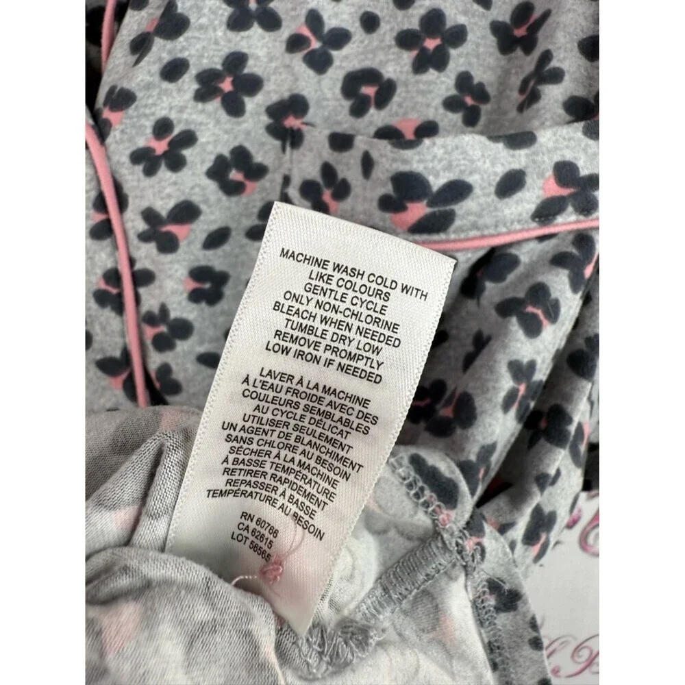 kate spade tee Gray Short Sleeve Button-Up Top with Black and Pink Floral Print